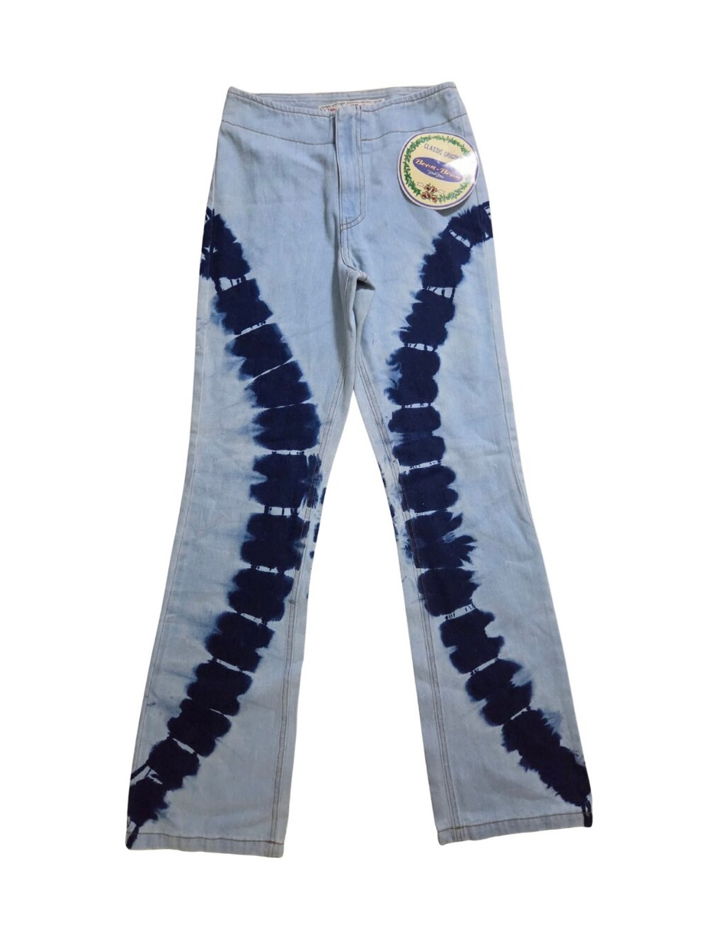 Vtg Y2K BoomBoom Slim Bootcut Jeans Womens 26 Long Tie Dye 100% Cotton 80s 90s
